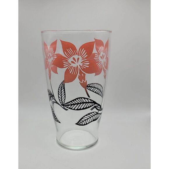 Vintage 1960's Pink And Black Floral Juice Pitcher or Vase - Picture 4 of 5